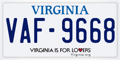 VA license plate VAF9668