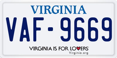 VA license plate VAF9669