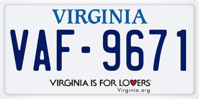 VA license plate VAF9671