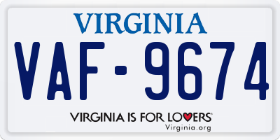 VA license plate VAF9674