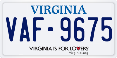 VA license plate VAF9675