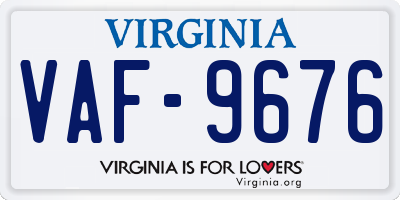 VA license plate VAF9676