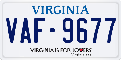 VA license plate VAF9677