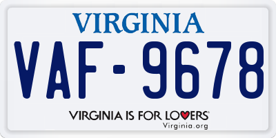 VA license plate VAF9678