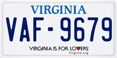 VA license plate VAF9679