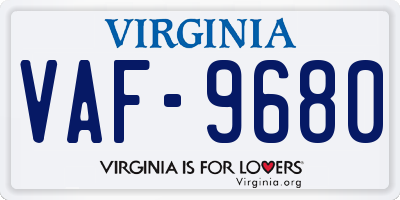 VA license plate VAF9680