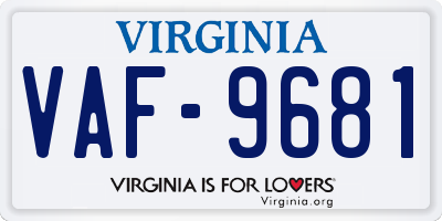 VA license plate VAF9681