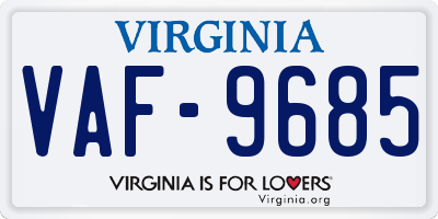 VA license plate VAF9685