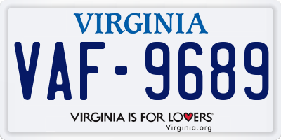 VA license plate VAF9689