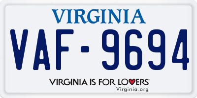 VA license plate VAF9694