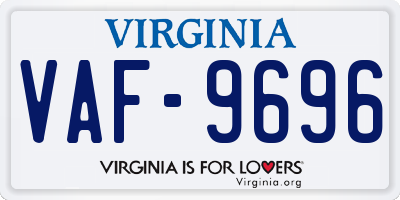 VA license plate VAF9696
