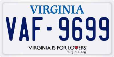 VA license plate VAF9699