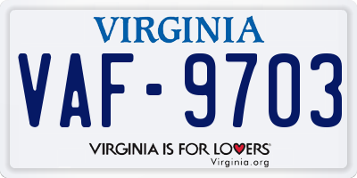VA license plate VAF9703