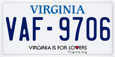 VA license plate VAF9706