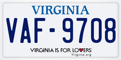 VA license plate VAF9708