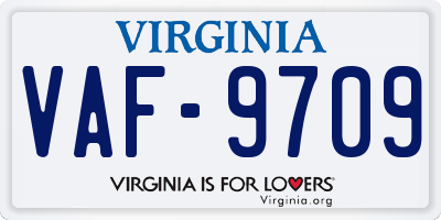VA license plate VAF9709