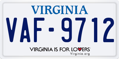 VA license plate VAF9712