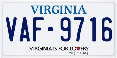 VA license plate VAF9716