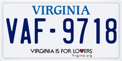 VA license plate VAF9718