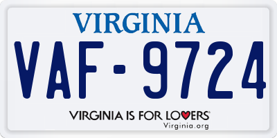 VA license plate VAF9724