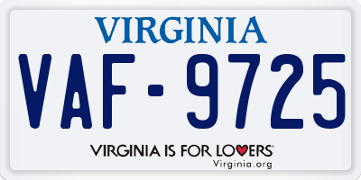 VA license plate VAF9725