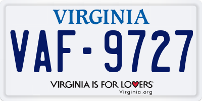VA license plate VAF9727