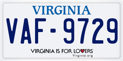 VA license plate VAF9729