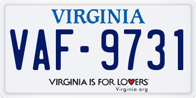 VA license plate VAF9731