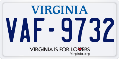 VA license plate VAF9732