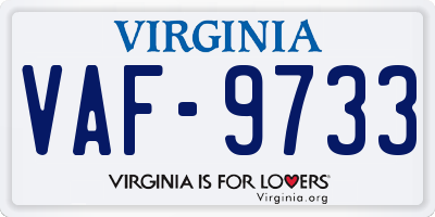 VA license plate VAF9733