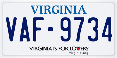 VA license plate VAF9734