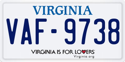 VA license plate VAF9738