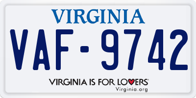 VA license plate VAF9742
