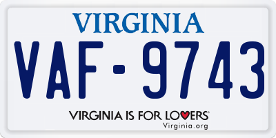 VA license plate VAF9743