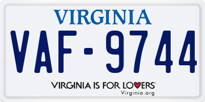 VA license plate VAF9744