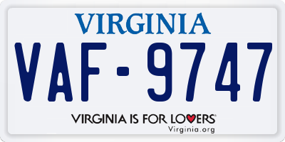 VA license plate VAF9747