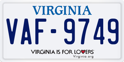 VA license plate VAF9749