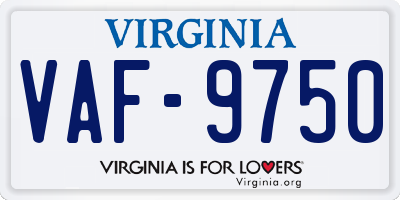 VA license plate VAF9750