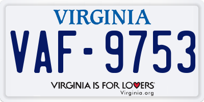 VA license plate VAF9753
