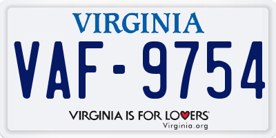 VA license plate VAF9754