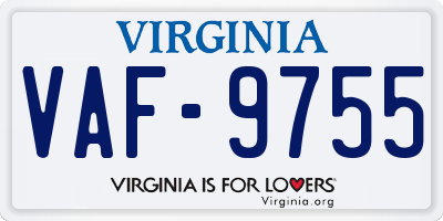 VA license plate VAF9755