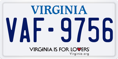 VA license plate VAF9756