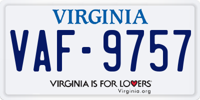 VA license plate VAF9757