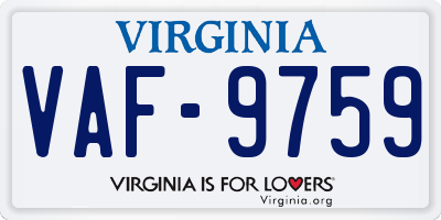 VA license plate VAF9759