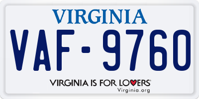 VA license plate VAF9760