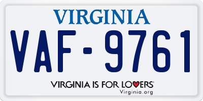 VA license plate VAF9761