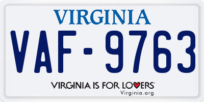 VA license plate VAF9763