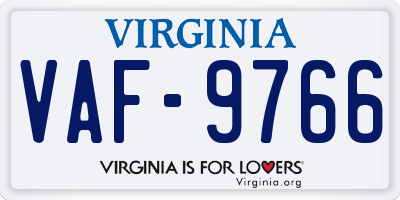VA license plate VAF9766