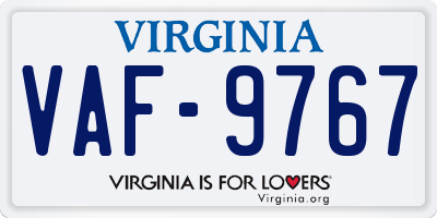 VA license plate VAF9767