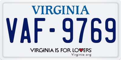 VA license plate VAF9769